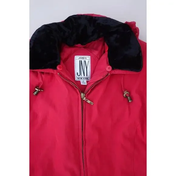 Vintage JNY Jones New York Jacket Women's S Red Removable Hood Full Zip 90s‎ - Picture 5 of 15